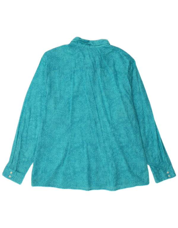 Eddie Bauer Kvinder Abstrakt mønster Skjorte UK 20 2XL Blå Bomuld