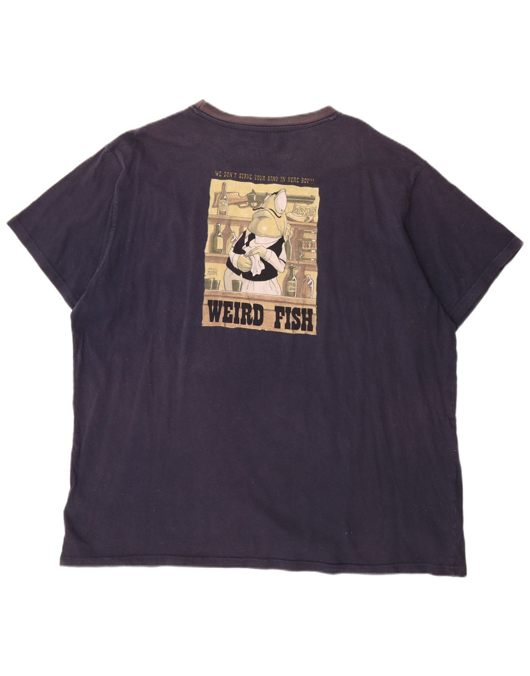 WEIRD FISH Herre grafisk T-shirt top 3XL marineblå bomuld