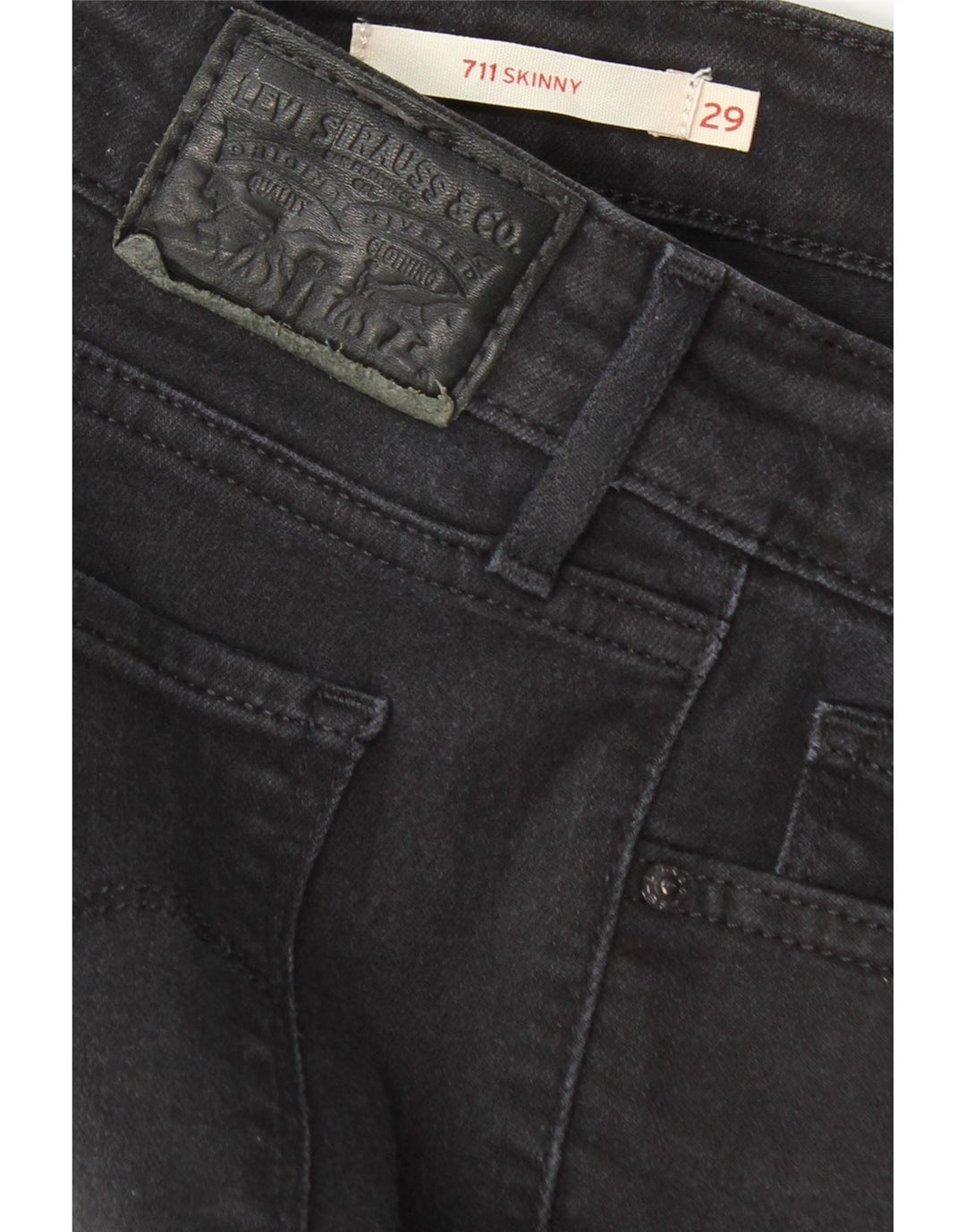 LEVI'S Womens 711 Skinny Jeans W29 L23  Black Cotton Vintage Levi's and Second-Hand Levi's from Messina Hembry 
