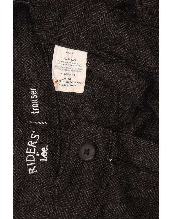 LEE Womens Riders Casual Trousers US 10 Large W30 L30 Grey Herringbone Vintage Lee and Second-Hand Lee from Messina Hembry 