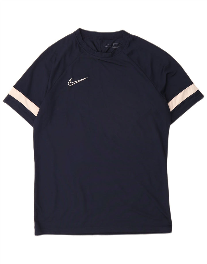 Nike Herre Dri Fit T-Shirt Top Stor Marineblå Colourblock