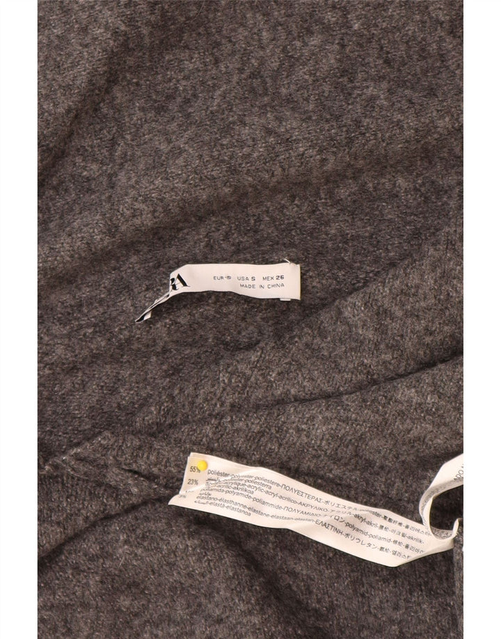 Zara Dame Oversized Shawl Neck Jumper Sweater UK 10 Small Grey Polyester