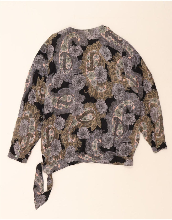 VINTAGE Womens Pullover Long Sleeve Shirt Blouse UK 18 XL Grey Paisley Vintage Vintage and Second-Hand Vintage from Messina Hembry 