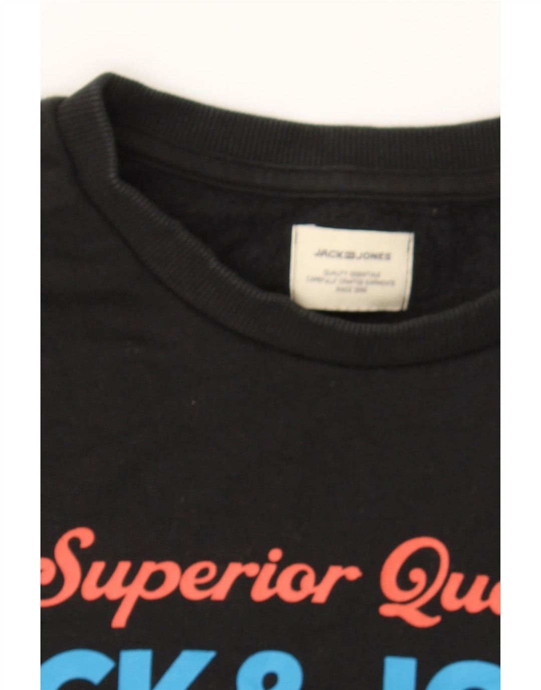 JACK & JONES Mens Graphic Sweatshirt Jumper Medium Black Cotton Vintage Jack & Jones and Second-Hand Jack & Jones from Messina Hembry 