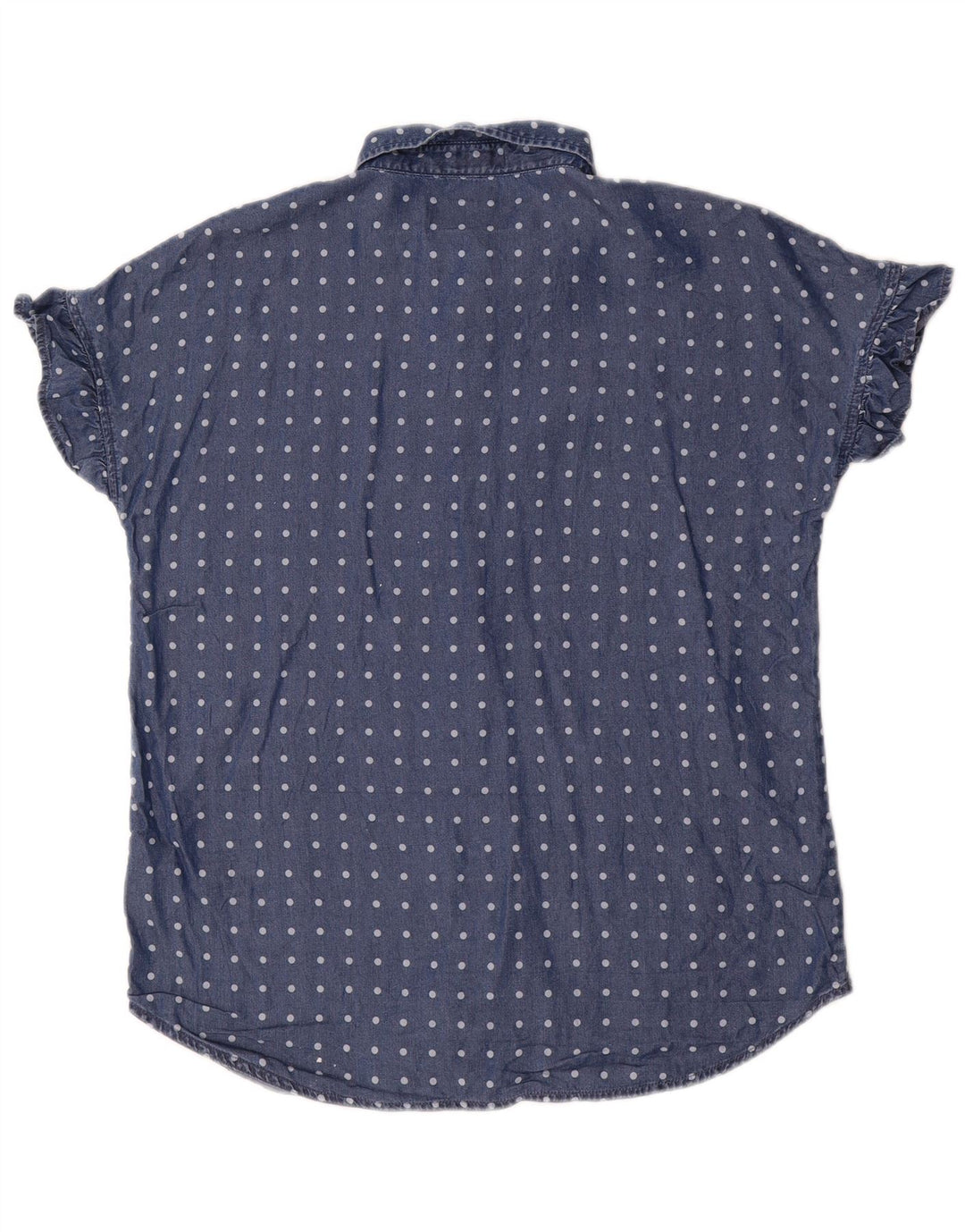 Dacks kortærmede skjortebluse til kvinder UK 14 Medium Navy Blue Polka Dot
