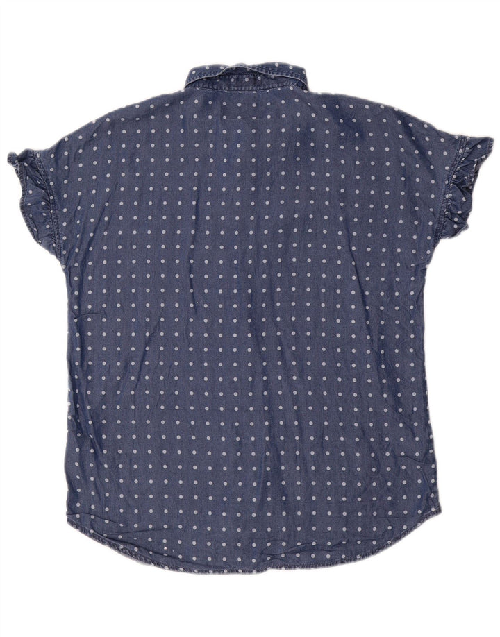 Dacks kortærmede skjortebluse til kvinder UK 14 Medium Navy Blue Polka Dot