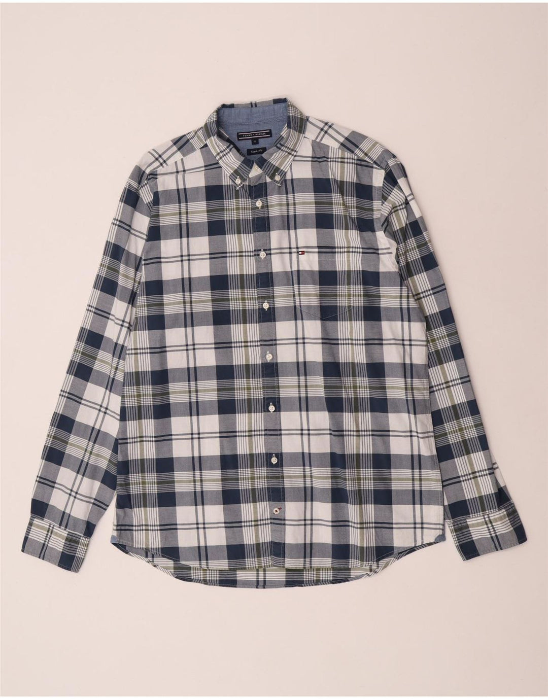 Tommy Hilfiger herre Regular Fit skjorte XL marineblå ternet