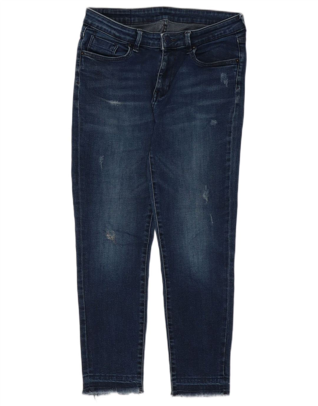 Zara Dame Slim Cropped Jeans W28 L24 Navy Blue