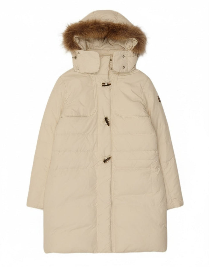 Diadora Dame Hætte Polstret Frakke UK 14 Medium Off White Polyester