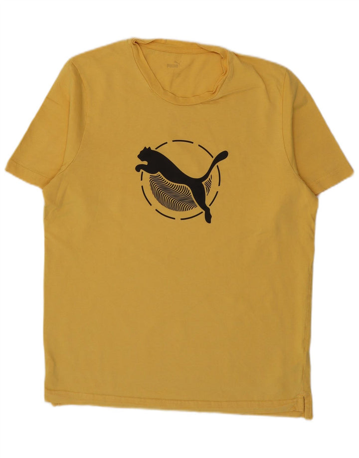 Puma Herre Grafisk T-Shirt Top Stor Gul Bomuld