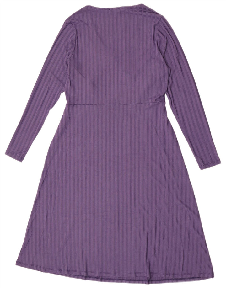 Marks & Spencer Dame A-Line Kjole UK 14 Medium Lilla Stribet