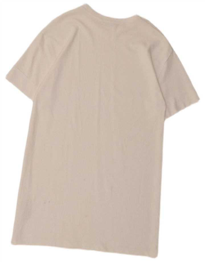 Zara Dame T-Shirt Kjole UK 14 Medium Hvid Bomuld