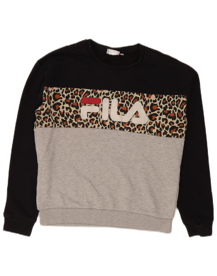 Fila Dame Grafisk Sweatshirt Jumper UK 10 Lille Flerfarvet