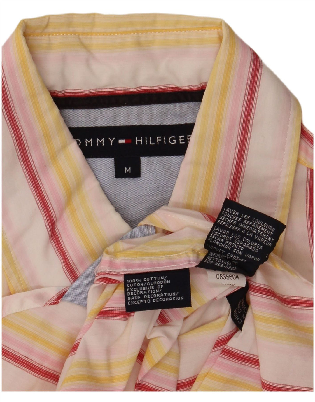 Tommy Hilfiger Kortærmet Herreskjorte Medium Gul Stribet Bomuld