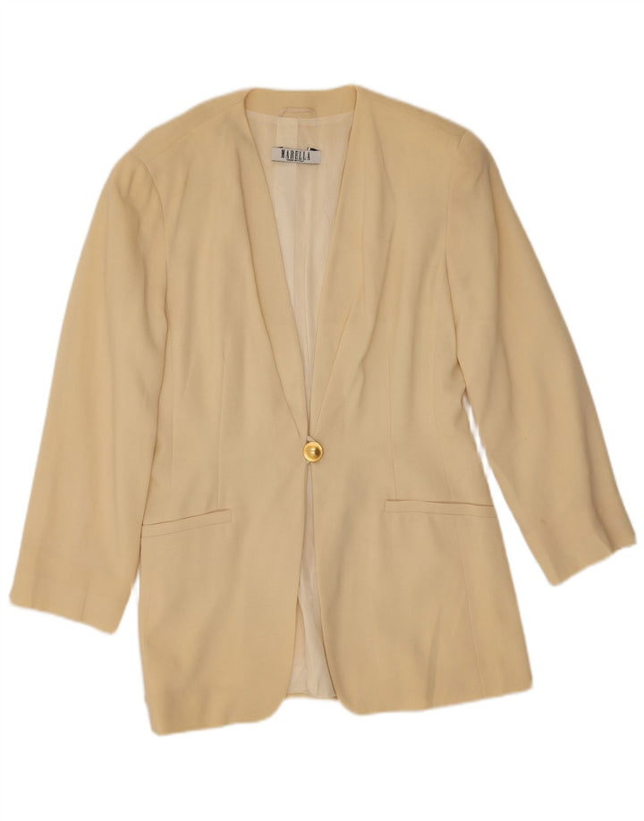 Marella Dame 1 Knap Blazer Jakke UK 12 Medium Gul Ny Uld
