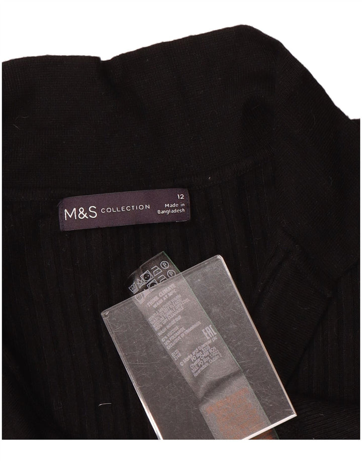 Marks & Spencer Dame Polo Neck Jumper Sweater UK 12 Medium Black Viscose