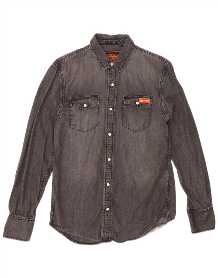 SUPERDRY Mens Denim Shirt Small Grey Cotton