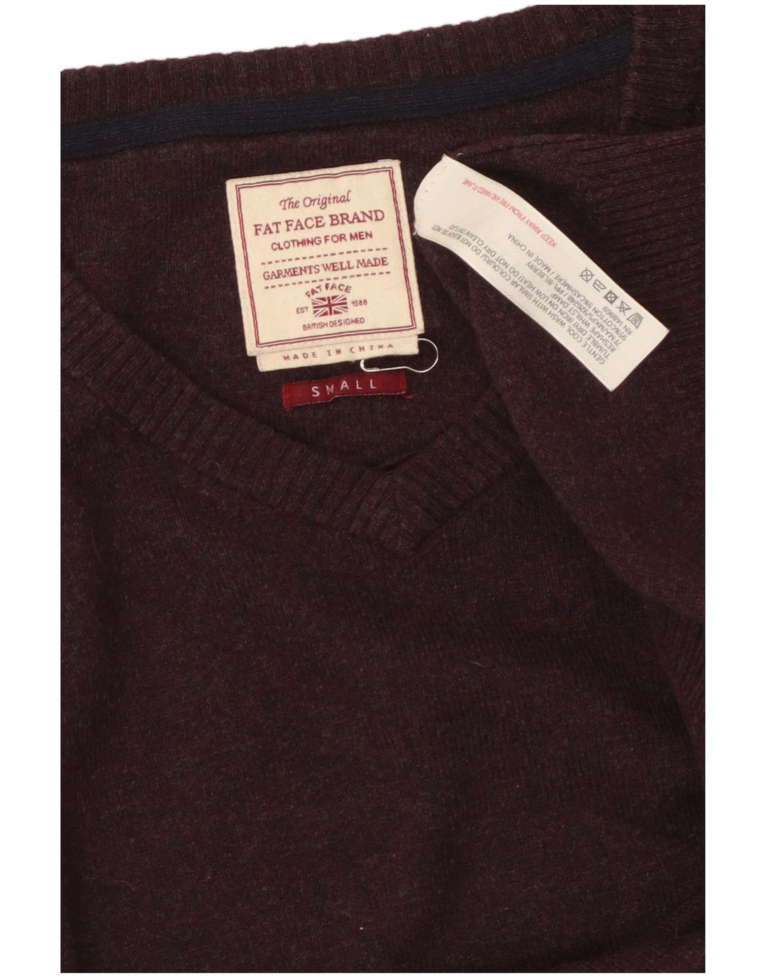 FAT FACE Dame Oversized V-hals sweater UK 10 Small Burgundy