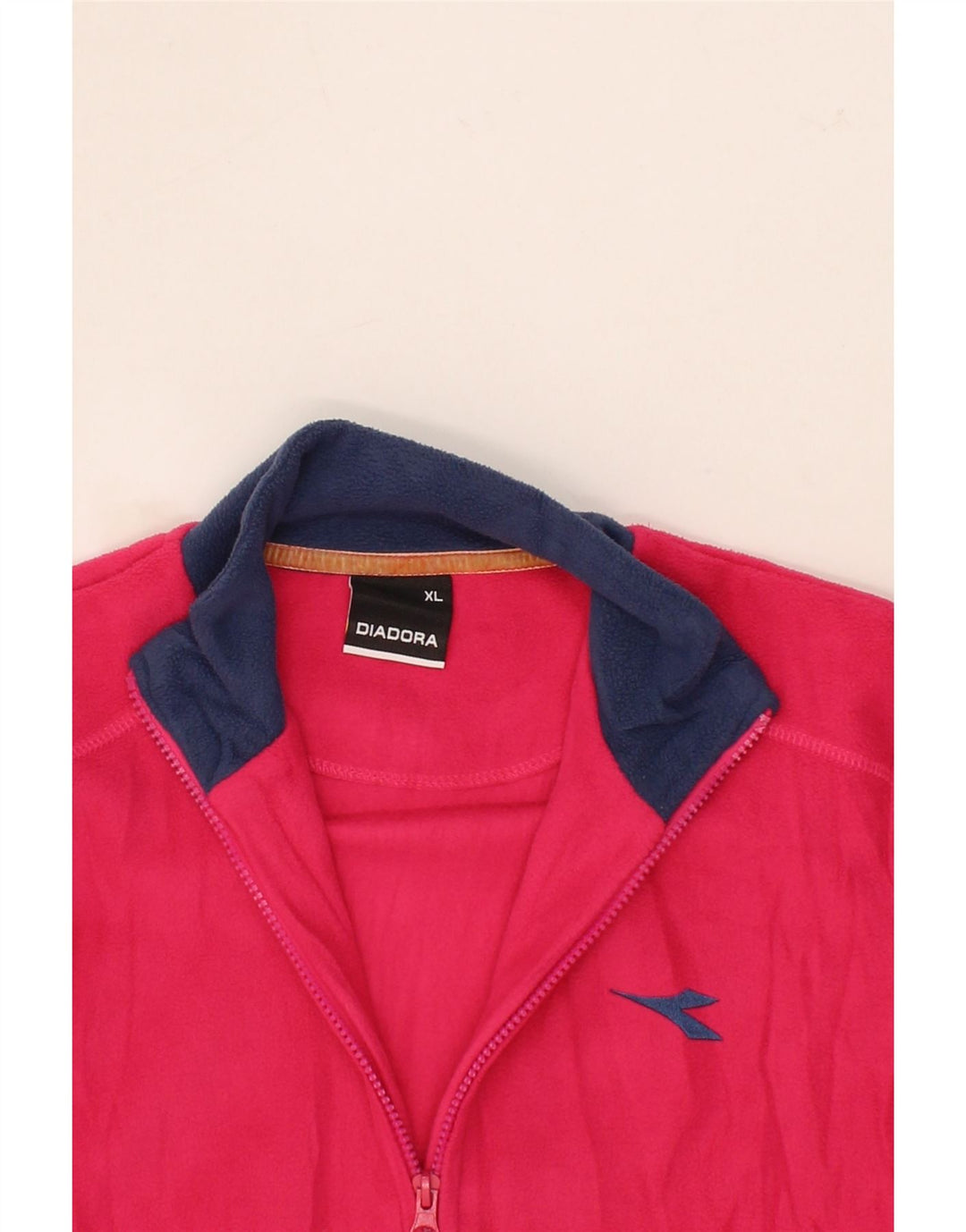 DIADORA Womens Fleece Jacket UK 18 XL Pink Colourblock Polyester Vintage Diadora and Second-Hand Diadora from Messina Hembry 
