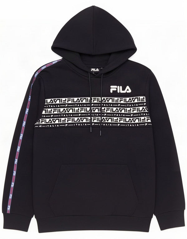 Fila Mens Graphic Loose Fit Hoodie Jumper Small Navy Blue Colourblock
