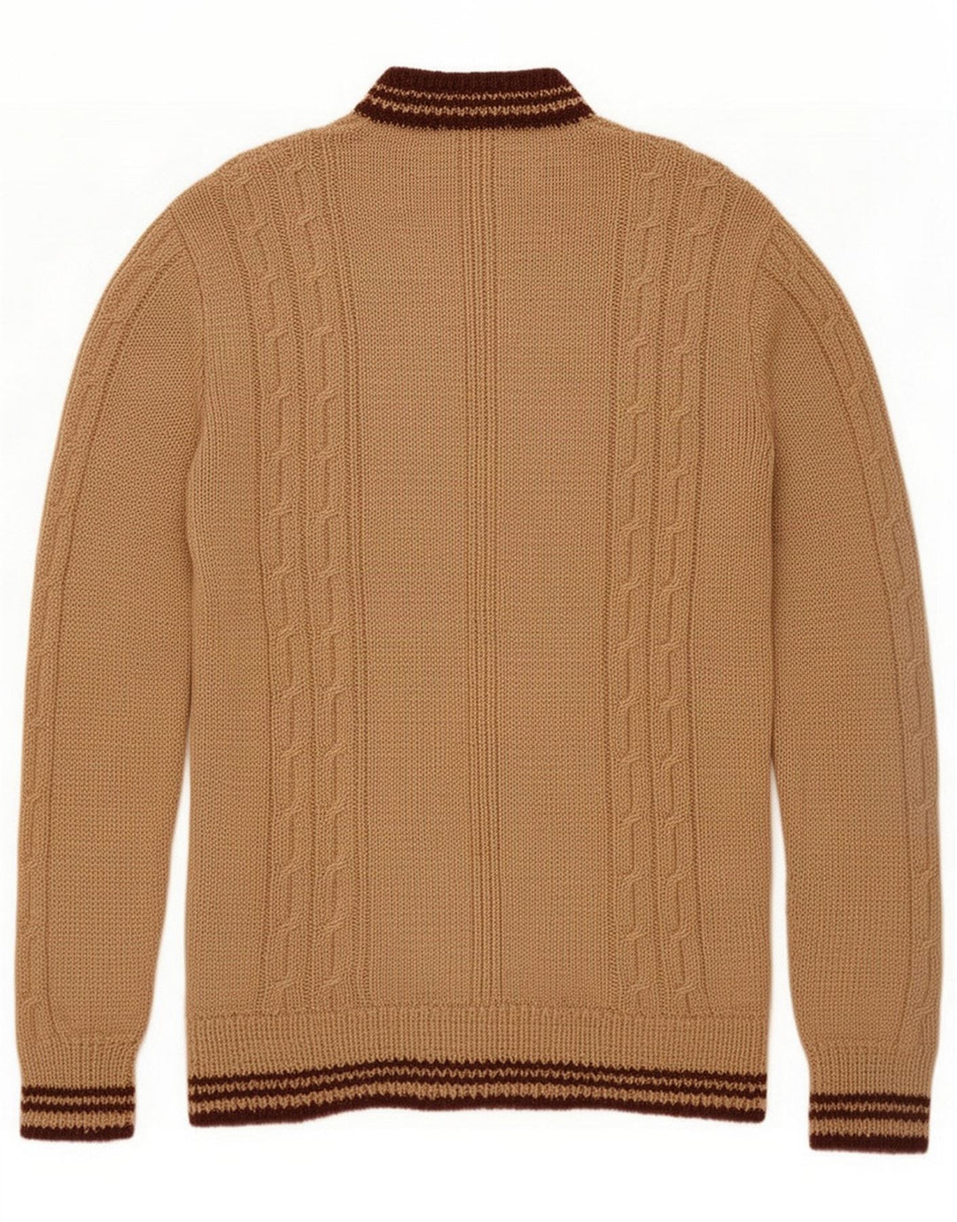 Vintage Herre V-hals sweater Lille Brun Stribet