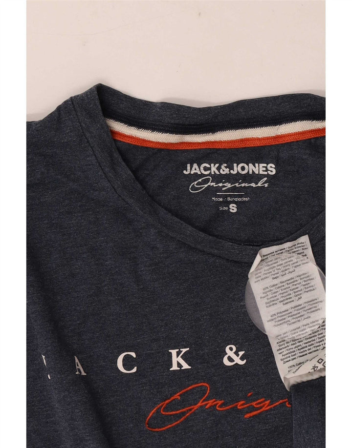 Jack & Jones Herre Regular Grafisk T-Shirt Top Lille Navy Blue Colourblock