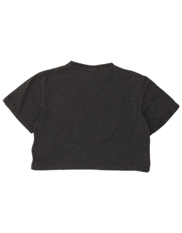 Ellesse Womens Oversized Crop Grafisk T-Shirt Top UK 6 XS Grå Bomuld