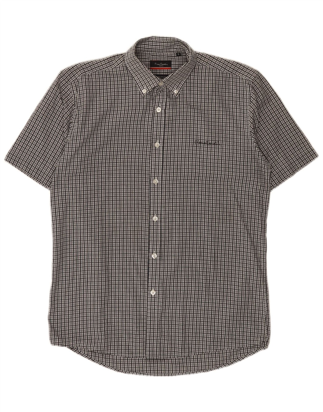 Pierre Cardin Herre kortærmet Regular Fit skjorte lille grå Gingham