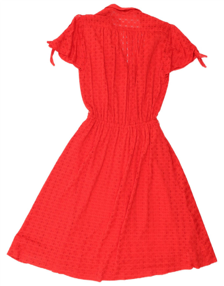 Vintage Dame A-Line Kjole UK 8 Lille Rød