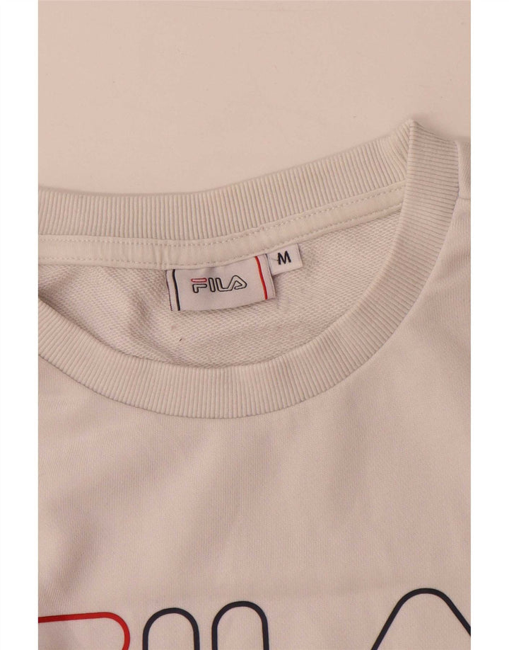 Fila Dame Grafisk Sweatshirt Jumper UK 14 Medium White