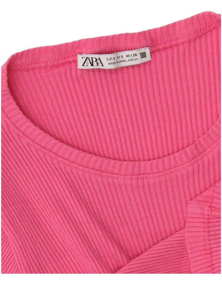 Zara Dame Bluse Top UK 8 Small Pink