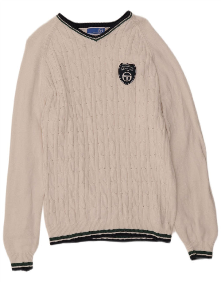 Sergio Tacchini Herre V-hals sweater XL Hvid Bomuld