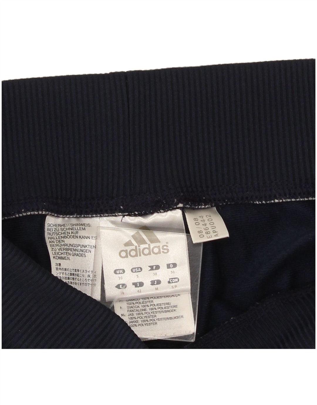 Adidas Dame træningsdragt Bukser UK 10 Small Navy Blue Polyester