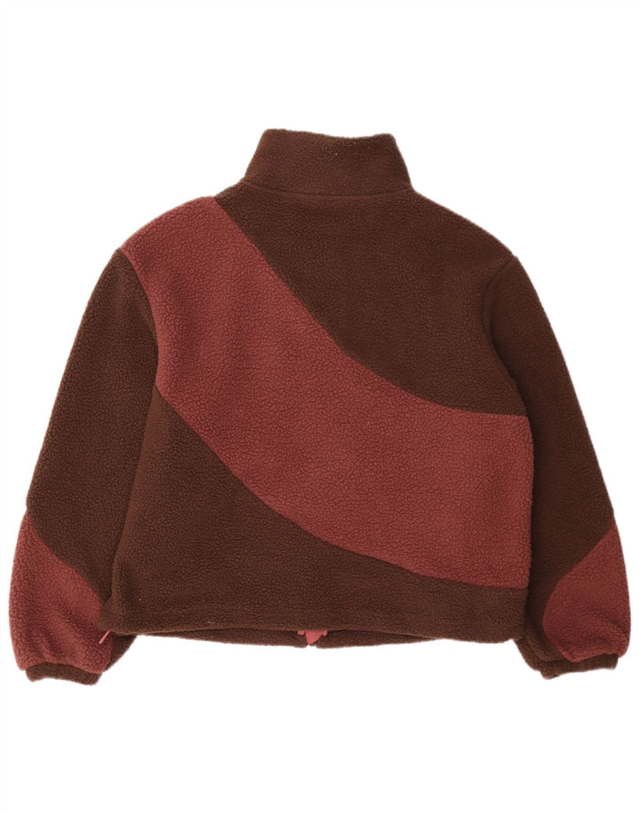 Marks & Spencer Dame Oversized Fleecejakke UK 8 Small Brown Colourblock