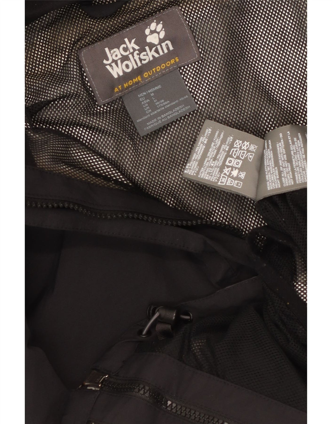 Jack Wolfskin Regnjakke med hætte til mænd UK 36/38 Medium Black Colourblock