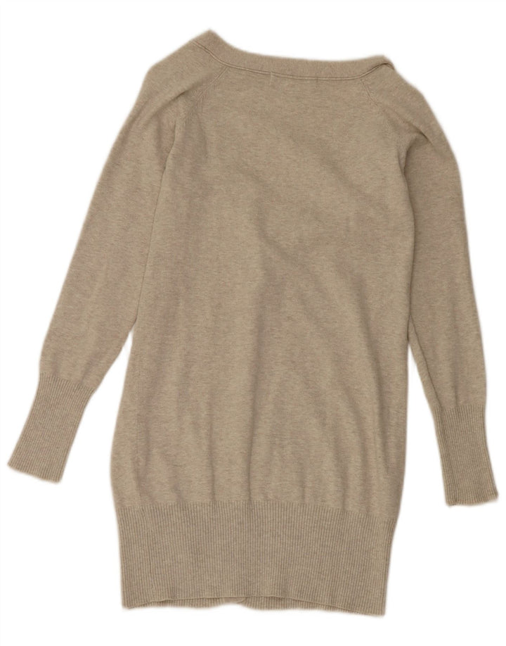 Zara Womens Longline Cardigan Sweater UK 12 Medium Grey Bomuld