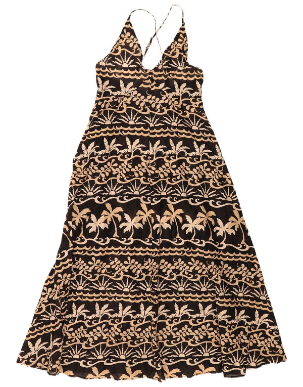 Marks & Spencer Dame Maxi Halter Dress UK 8 Small Black Floral Cotton