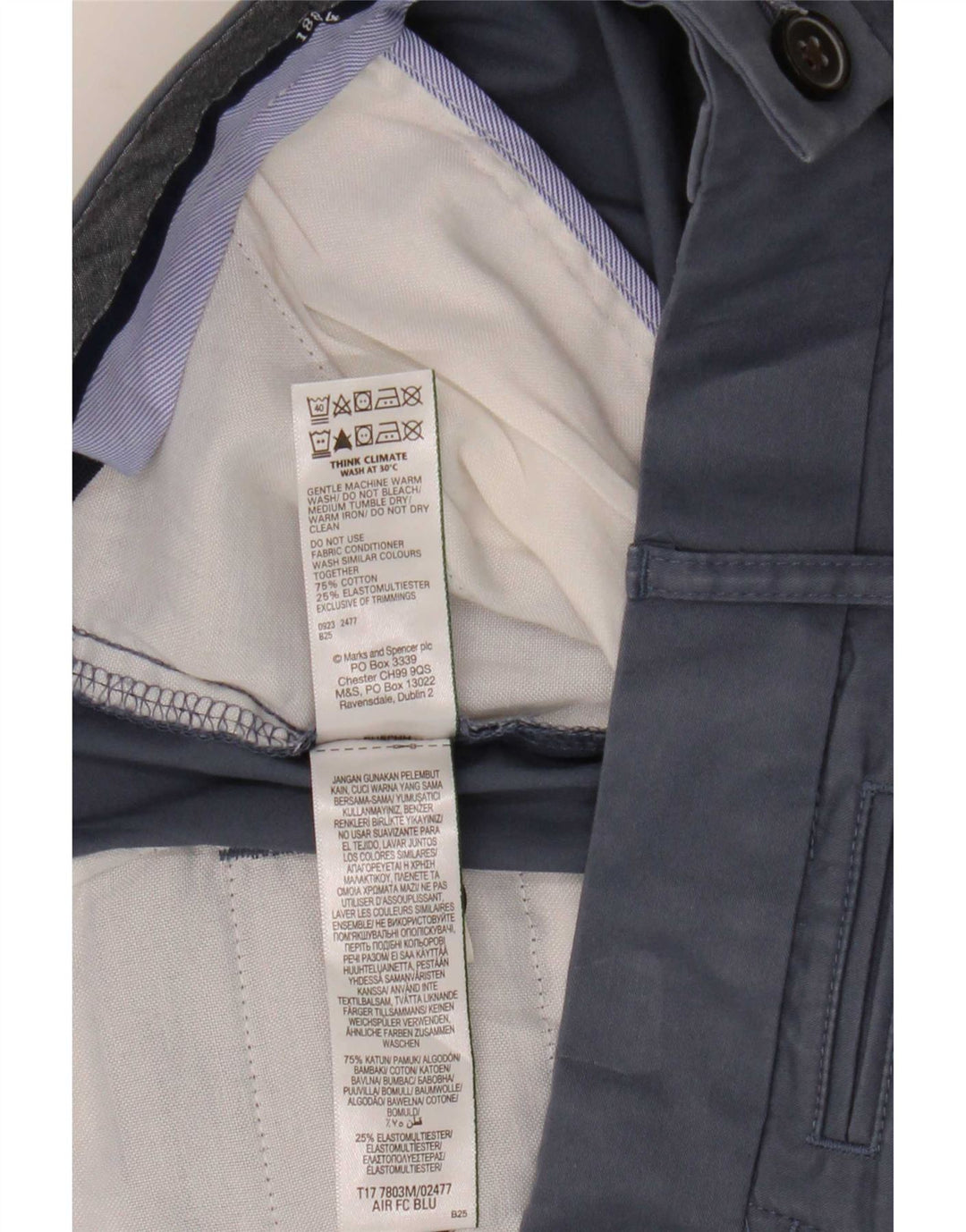 Marks & Spencer Herre Chino Shorts W38 XL Blå Bomuld
