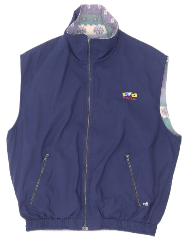 Vintage Herre Vendbar Fleece Gilet UK 42 XL Blå