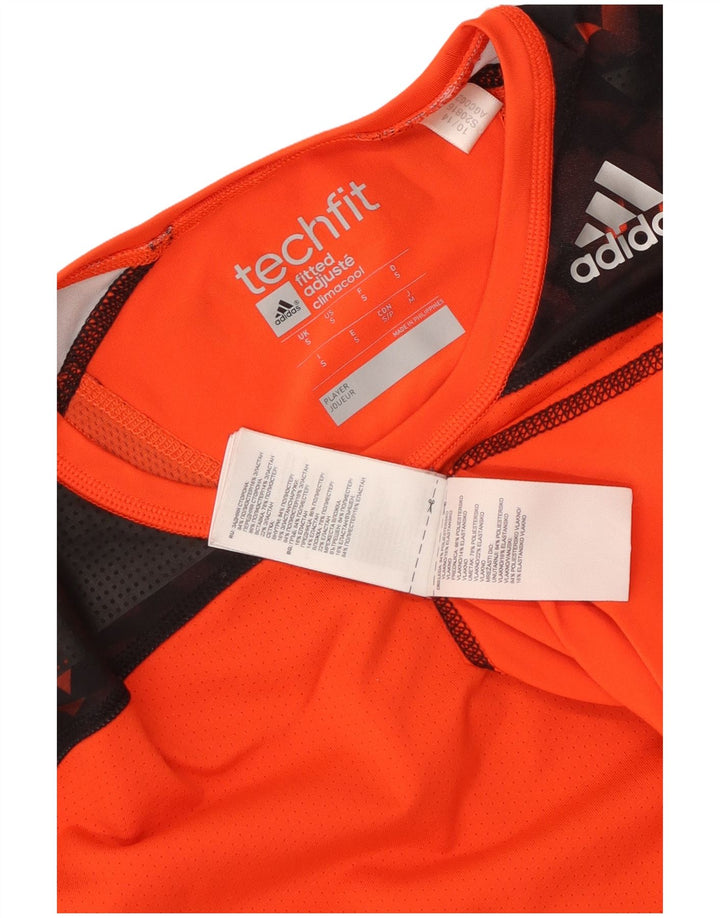 Adidas Herre Tech Fit T-Shirt Top Lille Orange Colourblock Polyester