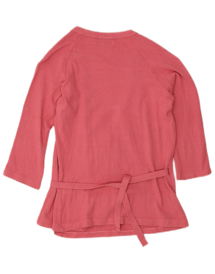 Zara Womens 3/4-ærmet wrap bluse Top UK 12 Medium Pink Viscose