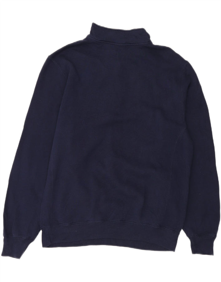 RUSSELL ATHLETIC Herre Zip Neck Sweatshirt Jumper Large Navy Blue Bomuld