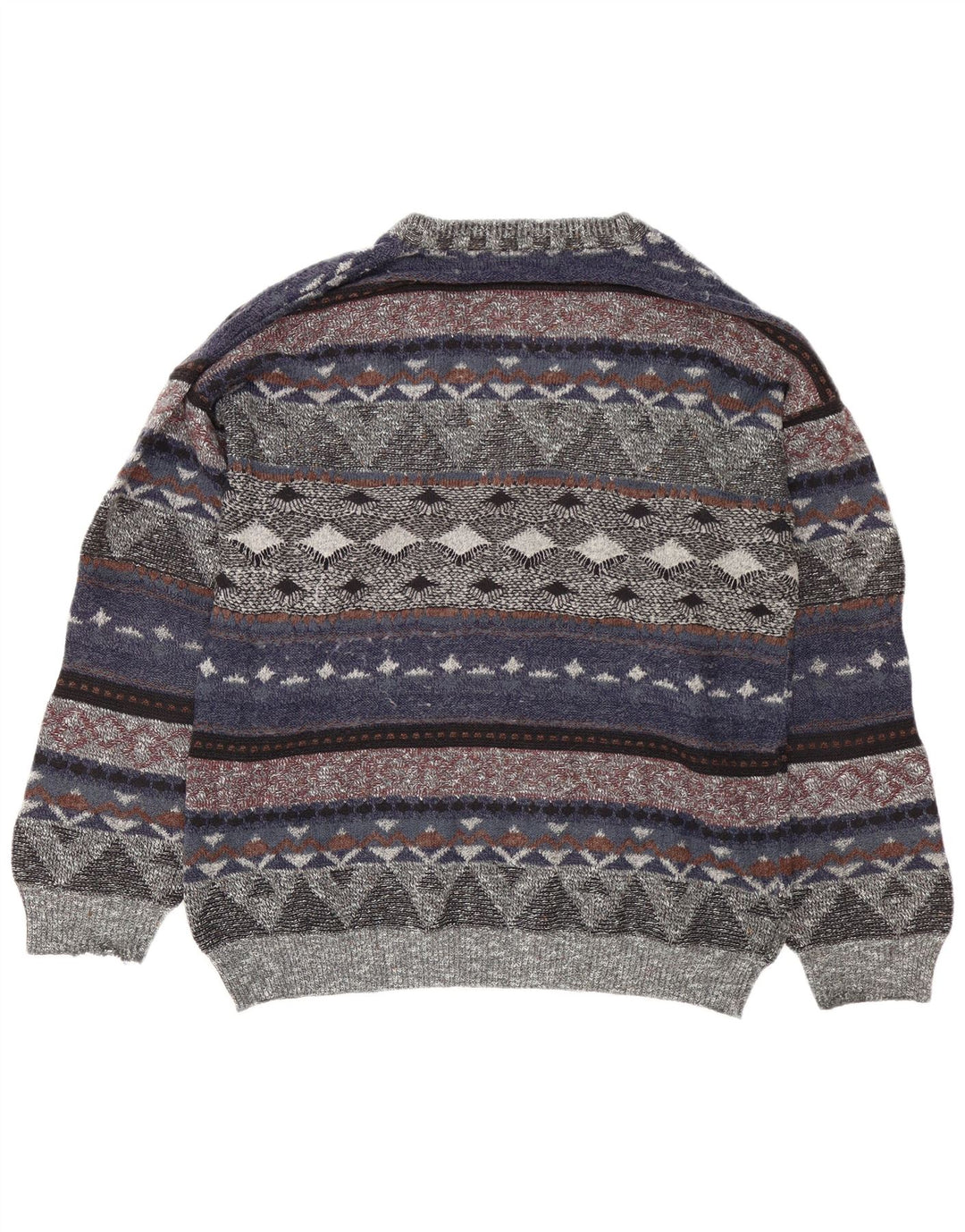 Vintage herre V-hals sweater stor flerfarvet Fair Isle