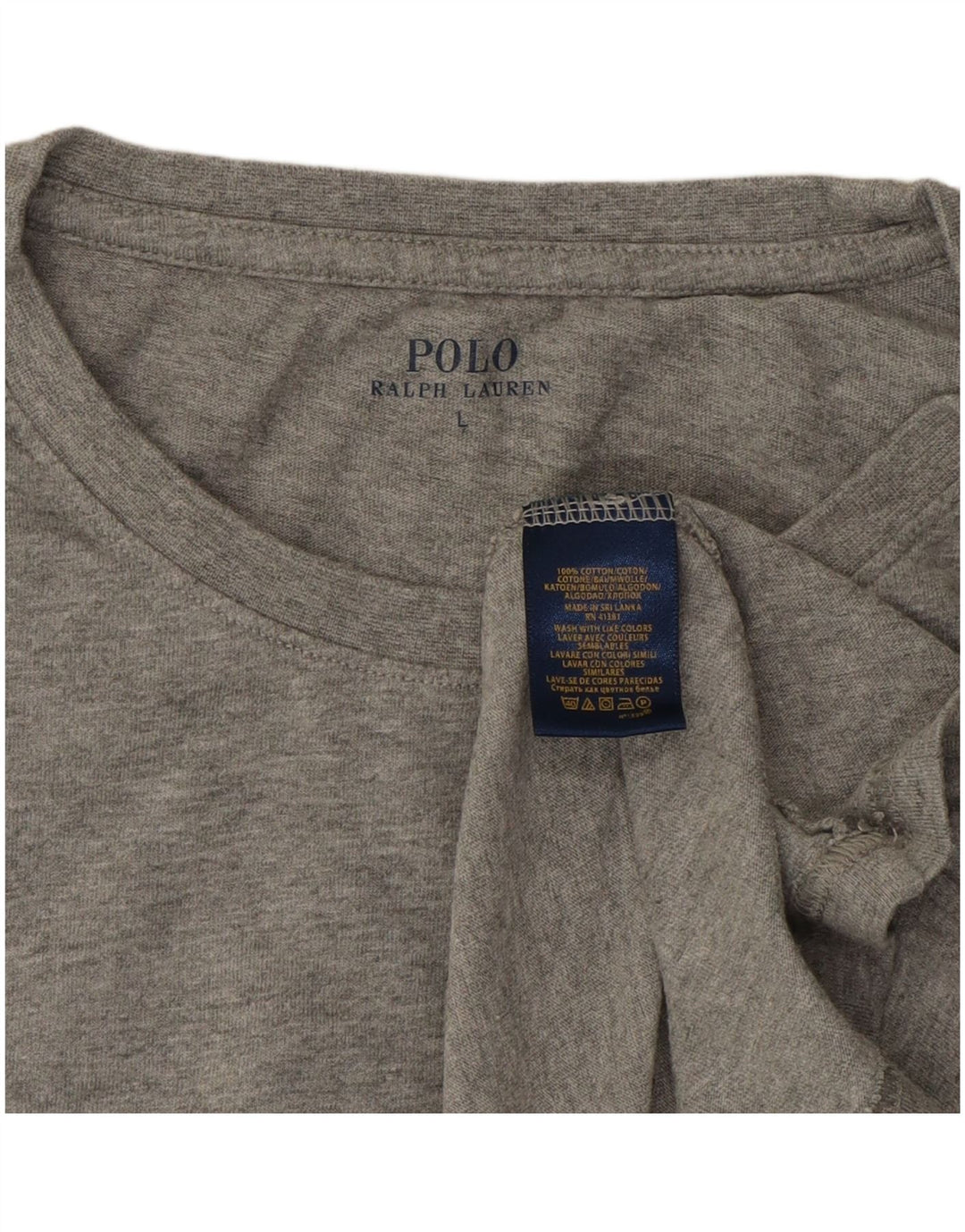 POLO RALPH LAUREN Mens Top Long Sleeve Large Grey Cotton