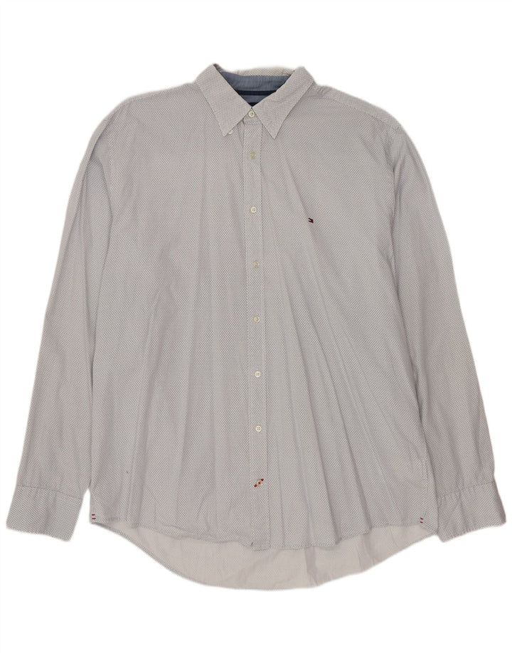TOMMY HILFIGER Herre Regular Fit skjorte XL Hvid geometrisk bomuld