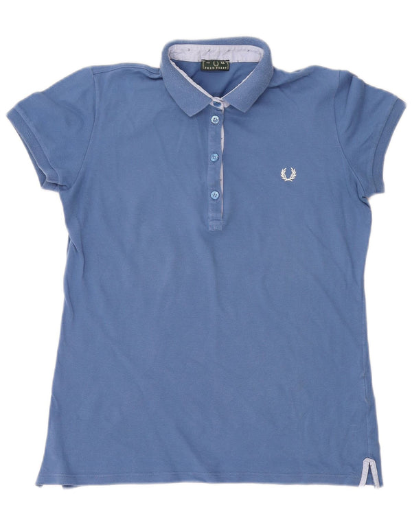 Fred Perry Dame Polo Shirt UK 18 XL Blå Bomuld