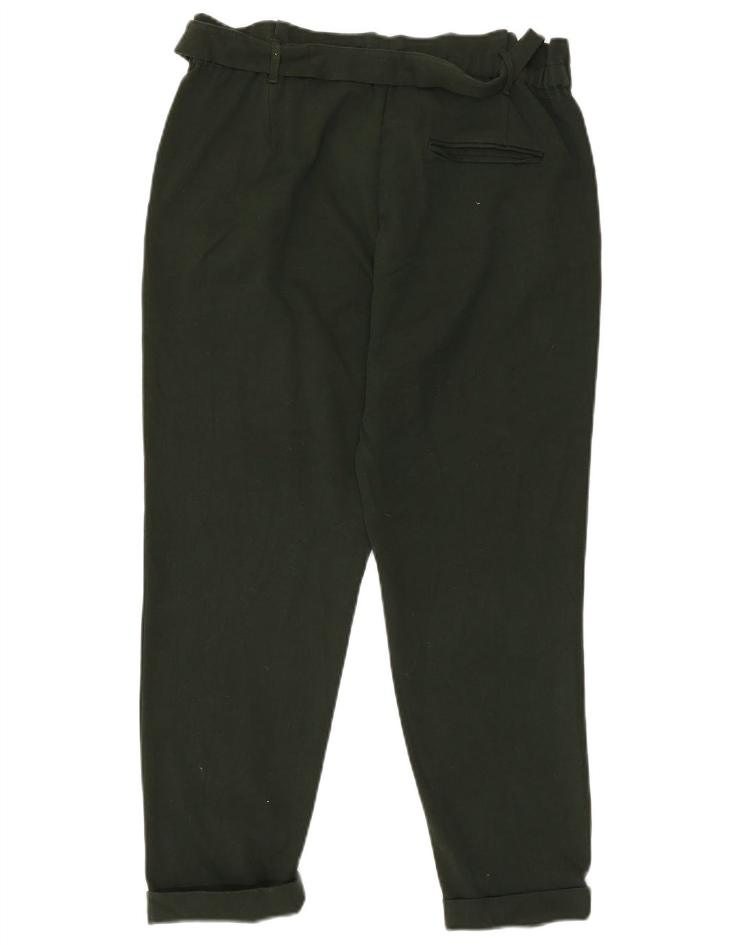 Zara Womens Tapered Cropped Trousers Large W34 L25 Green Polyester