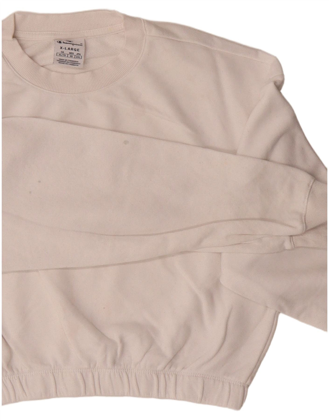 CHAMPION Womens Crop Sweatshirt Jumper UK 18 XL Hvid Bomuld