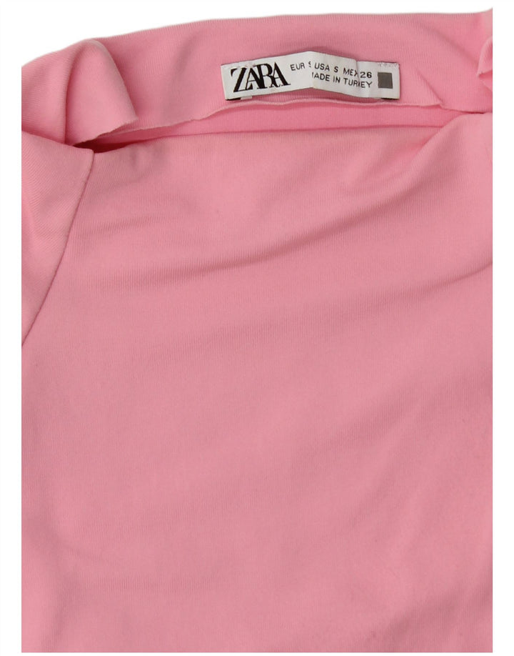 Zara Grafisk T-Shirt Top UK 8 Small Pink