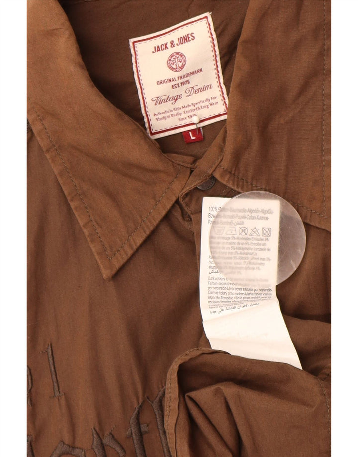 Jack & Jones Herre grafisk skjorte Stor brun bomuld
